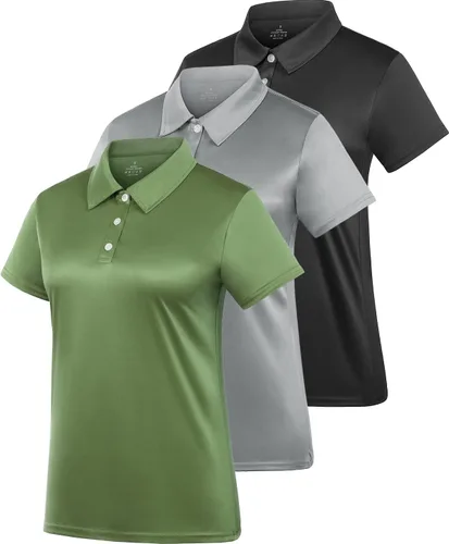 Camiseta polo para mujer, camiseta de golf Dry Fit que absorbe la humedad, manga corta, deportiva, ropa deportiva, cuello con botones, entrenamiento