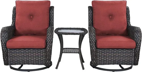 Miniatura 59 de Rilyson Mecedora de mimbre - Juego de 2 sillas mecedoras de mimbre para patio, sillas mecedoras de ratán para porche al aire libre, terraza, jardín