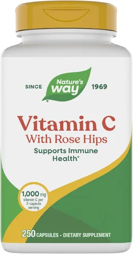 Nature's Way Vitamina C con Rose HIPS, salud inmunológica*, 1,000 mg de vitamina C por porción, 250 cápsulas