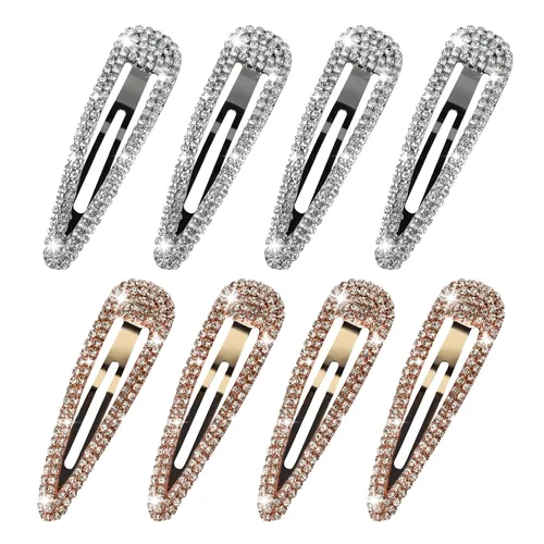 Miniatura 8 de 8 pinzas para el cabello con diamantes de imitación, pasadores para el cabello con cristales de gota de agua, horquillas de metal brillante, plateado