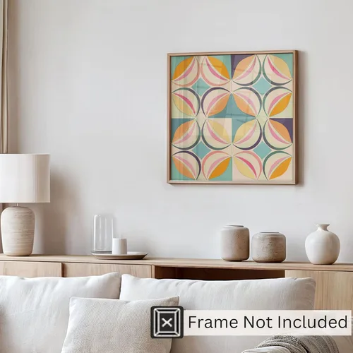 Miniatura 4 de Ethan Taylor Abstract Wall Art Prints Unframed Square Posters 'Retro 70s Hippie Pattern III' Retro Home Décor for Living Room, Bedroom, Office, 16