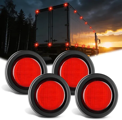 Nilight Luz Marcadora Redonda de 2.5 Pulgadas 4PCS Roja 13LED Luces de Gálibo Montaje al Ras con Enchufe Ojal Coleta Cableado Directo Cumple DOT