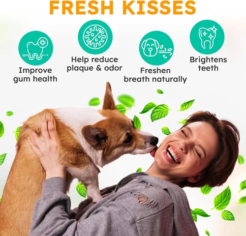 Miniatura 3 de Polvo de limpieza de dientes de perro, ambientador de aliento de perro + cuidado dental para perros y gatos + removedor de sarro para dientes