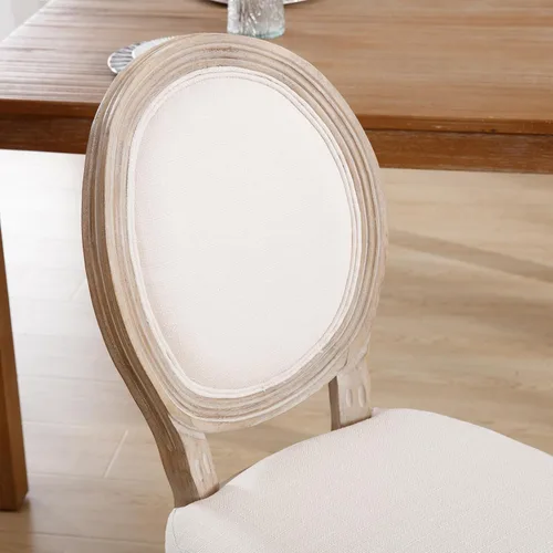 Miniatura 7 de Kmax Sillas de comedor estilo granja, patas de madera marrón, elegantes sillas de cocina copetudas, sillas de dormitorio francesas desgastadas