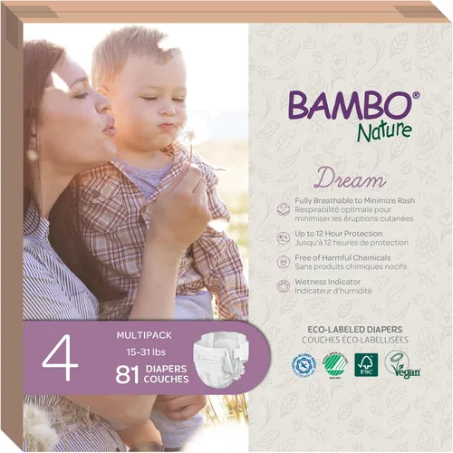 Miniatura 20 de Bambo Nature Pañales hipoalergénicos Dream Baby, pañales sostenibles con etiqueta ecológica de primera calidad, protección mejorada contra fugas