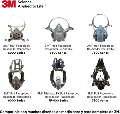 Miniatura 5 de 3M Cartucho/filtro respirador P100 60926, 1 par, NIOSH, ayuda a proteger contra vapores orgánicos, gases ácidos, amoniaco metilamina, formaldehído