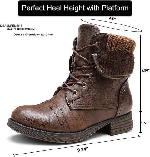 Miniatura 3 de Botines para mujer, estilo combate con cordones y peluche.