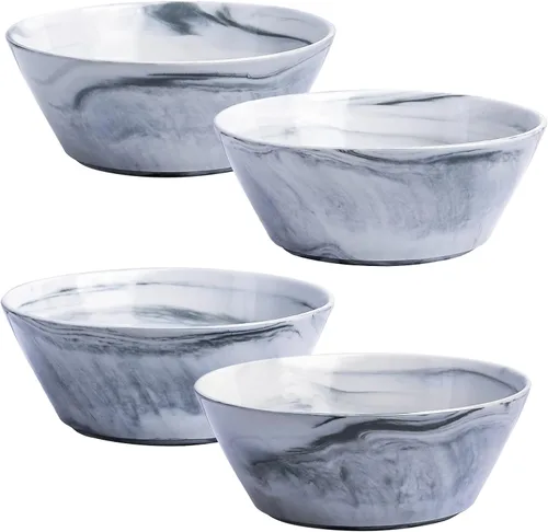 Juego de 4 cuencos de cerámica de mármol gris Yundu, 30 onzas (887.2 ml) cuenco de ramen para fideos, cuencos de ensalada, cuencos grandes para