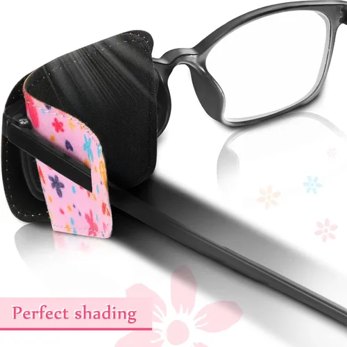 Miniatura 5 de Haysandy 4 parches para ojos para niños, reutilizables, para gafas para cubrir cualquier ojo, rosa, azul, verde y blanco, 4 estilos