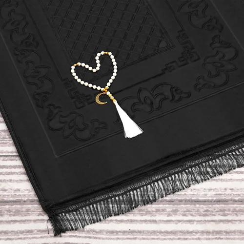 Miniatura 6 de Alfombra de oración musulmana con cuentas de oración Tasbih, suave y grande para oración islámica mate, alfombrilla de oración islámica acolchada