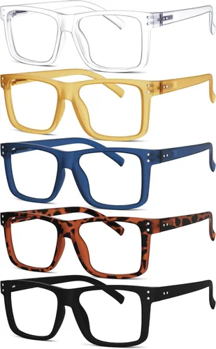 Miniatura 7 de Eyekepper Paquete de 5 gafas de lectura de gran tamaño con marco cuadrado grande para hombres y mujeres - Negro +2.50 Paquete de 5 todo negro