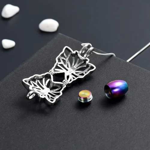 Miniatura 3 de Collar de urna de mariposa para cenizas, colgante de mariposa, collar de recuerdo de cremación para mujer Personalizar