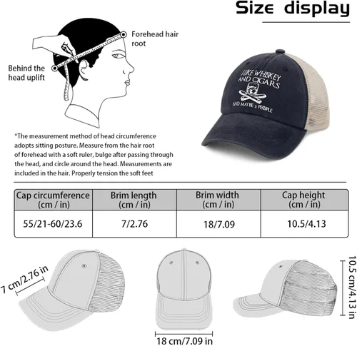 Miniatura 70 de Philysonic Funny Hat I Like Whisky and Cigars and Maybe 3 People Sombreros para Hombres Gorras de Béisbol Gorras Ajustables