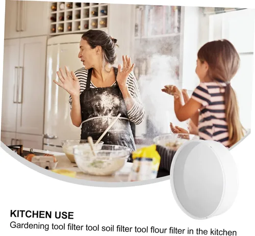 Miniatura 4 de 1 colador redondo de acero inoxidable de malla fina para hornear uso en cocina y cocinar tamiz de harina color blanco herramienta de cocina
