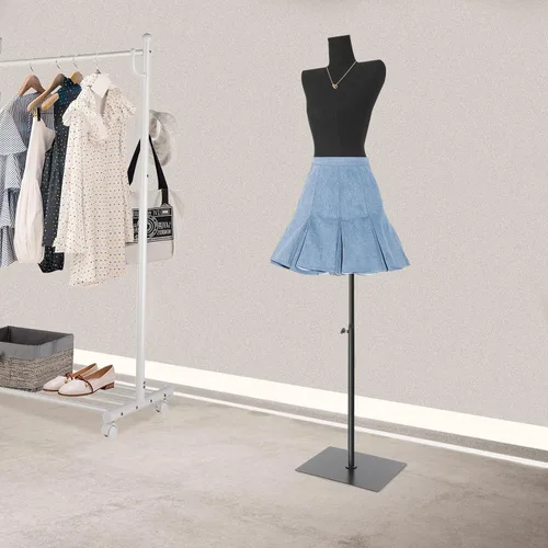 Miniatura 8 de Vestido de maniquí femenino con forma de torso, forma de vestido femenino con altura ajustable, cuerpo de maniquí para exhibición de joyas de vestir
