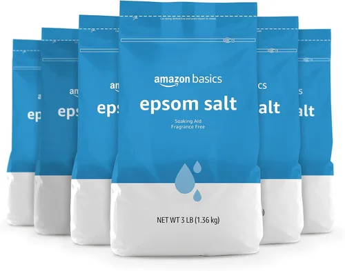 Amazon Basics Epsom Salt Soak, sulfato de magnesio USP, 3 libras, paquete de 6