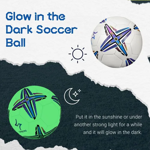 Miniatura 2 de Balones de fútbol Saretas que brillan en la oscuridad, tamaño 5, balón de regalo nocturno para adolescentes, junior y adultos, juego