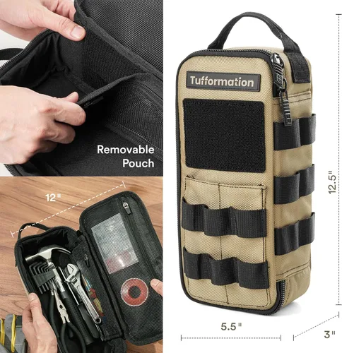 Miniatura 2 de Tufformation Bolsa de herramientas pequeña de alta resistencia, estuche organizador portátil con asa de cremallera. Perfecto para EDC, motocicleta