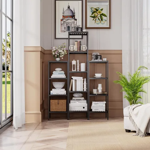 Miniatura 5 de SMIBUY Estante de almacenamiento para baño, organizador de bambú de 4 niveles, estantería multifuncional para sala de estar, dormitorio, cocina Negro