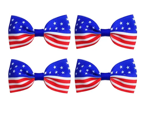 Miniatura 8 de TSFJ47 - Pinzas para el cabello con bandera estadounidense, lazos patrióticos de grogrén, color rojo, blanco y azul, accesorios para el 4 de julio