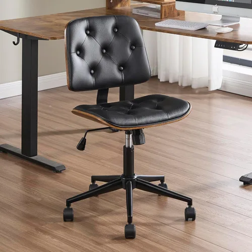 Miniatura 13 de VipDesk Silla pequeña de oficina en casa, silla de escritorio sin brazos con respaldo medio con giro de 360° y ruedas, silla de computadora moderna