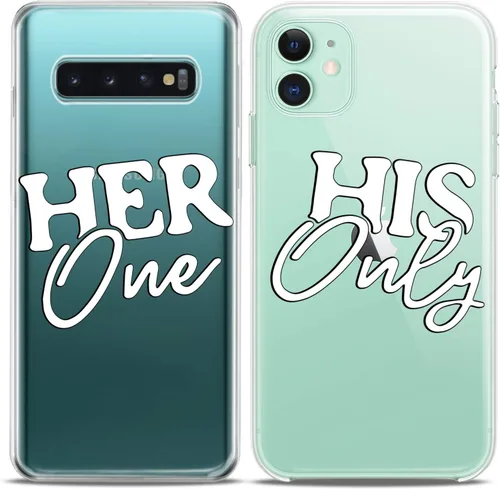 Miniatura 2 de Fundas a juego para parejas compatibles con iPhone 16 15 14 13 12 11 Pro Max Mini Xs X 6s 8 Plus 7+ Xr 10 SE 5 Love Her His Quote Funda de silicona