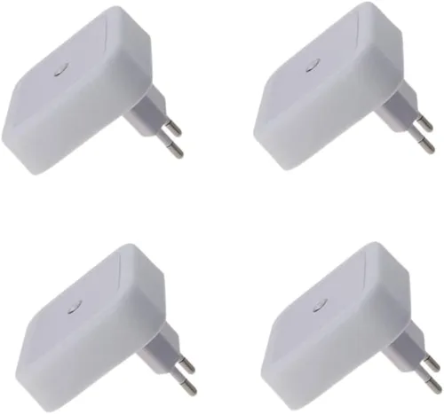 Othmro Paquete de 4 luces nocturnas enchufables, sensor LED cálido automático del atardecer al amanecer, lámpara de mesita de noche pequeña de
