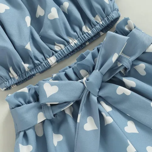 Miniatura 6 de Conjunto de 2 piezas de ropa con volantes y cuello halter floral para niños pequeños