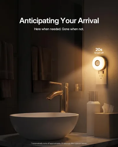 Miniatura 4 de YELKO Luz nocturna con sensor de movimiento: luz nocturna LED antideslumbrante blanca cálida de 3000 K, ultra brillante, acogedora, suave,