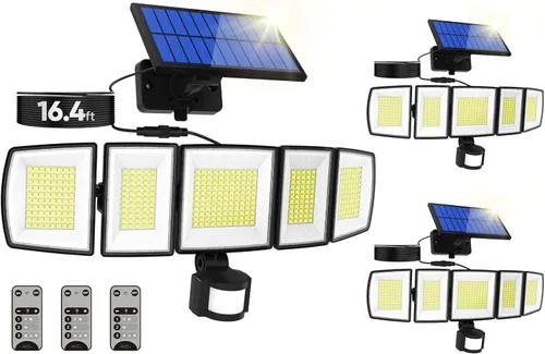 Miniatura 10 de MDCMDCM Luces solares de movimiento para exteriores, con cable de 16.4 pies, luces LED de seguridad de 3000 lm para exteriores del atardecer al