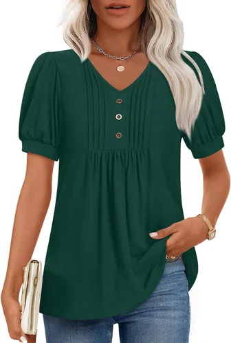 Miniatura 19 de Findsweet Blusas de túnica de verano para mujer, tops casuales y elegantes, manga corta, M-3XL