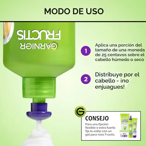 Miniatura 5 de Garnier Fructis Curl Nourish Air Dry Cream - Acondicionador sin sulfatos, crema definidora de rizos para controlar la humedad y el encrespamiento