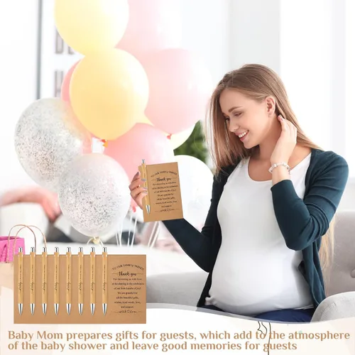Miniatura 6 de Seajan 50 juegos de regalos de baby shower para invitados, regalos de baby shower, incluye 50 bolígrafos retráctiles, bolígrafos de bambú a granel