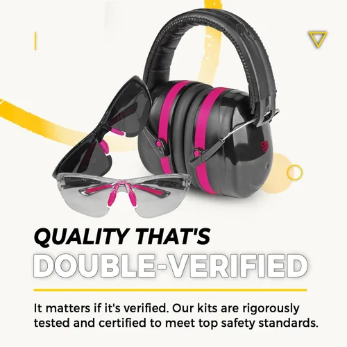 Miniatura 5 de TradeSmart High-Performance Earmuffs for Shooting Range & Shooting Eye Protection Glasses + Firearm Confidence Course Transparente+tinte - Rosa