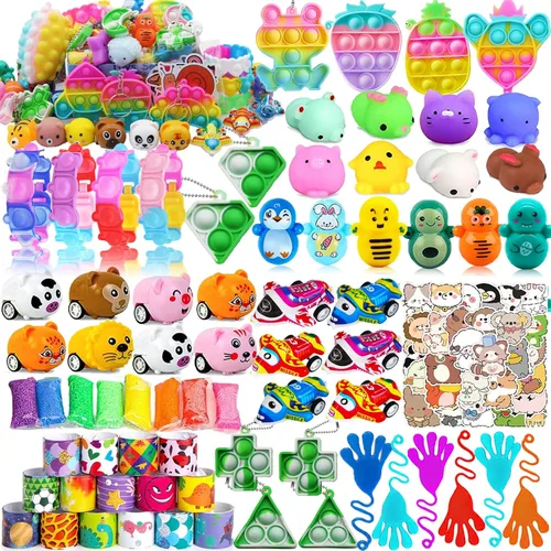 Taulaap Surtido de 120 piezas de juguetes para fiestas de cumpleaños infantiles, relleno de piñata, recompensas de aula escolar, juguetes de caja