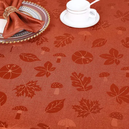 Miniatura 3 de misaya Mantel rectangular de Acción de Gracias, mantel de otoño jacquard impermeable, mantel de tela de damasco para decoración de cosecha