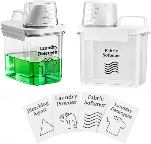 [Paquete de 2] Dispensador de detergente para ropa para organización y almacenamiento de lavandería, dispensador de jabón para lavandería de 37