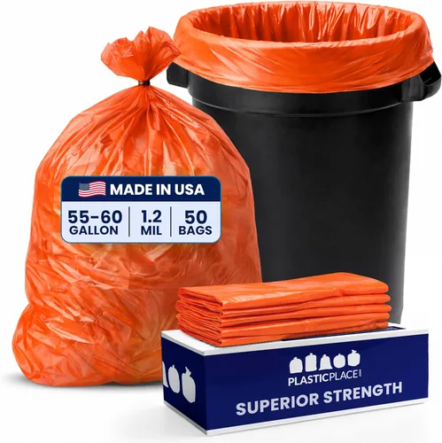 Miniatura 6 de Plasticplace Bolsas de basura de 32-33 galones │ 1.5 mil │ Revestimientos para botes de basura naranjas │ 33 pies x 39 pulgadas (100 unidades)
