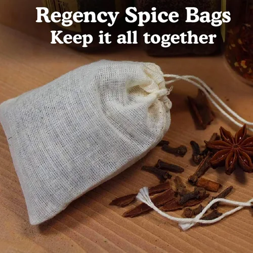 Miniatura 2 de Regency Wraps Bolsa con cordón 100% algodón, bolsas para guardar especias a granel, té, popurri y joyas, mini bolsas 100% algodón, 3 x 4 pulgadas
