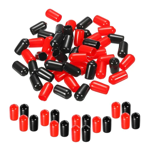 Miniatura 53 de MECCANIXITY 50 unids tapas de goma Surtido de 0.079 in PVC vinilo tornillo rosca protector para tornillo tornillo negro rojo