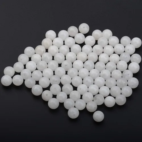 Miniatura 3 de Cuentas sueltas de 0.315 pulgadas/8mm de piedra natural redonda para hacer joyas con cordón elástico Jade blanco
