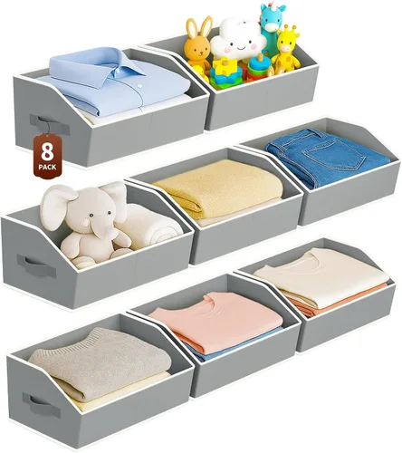 Miniatura 15 de Homsorout Organizadores Grandes de Armario y Contenedores de Almacenamiento - Paquete de 6 Cestas de Almacenamiento Trapecio para Estantes, Cestas