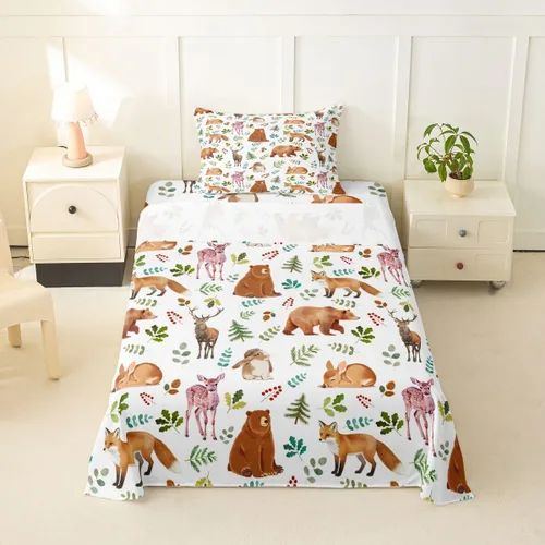 Miniatura 47 de Erosebridal Juego de sábanas de animales de la selva para niñas y niños, juego de sábanas de safari salvaje con diseño de elefante, oso, tigre