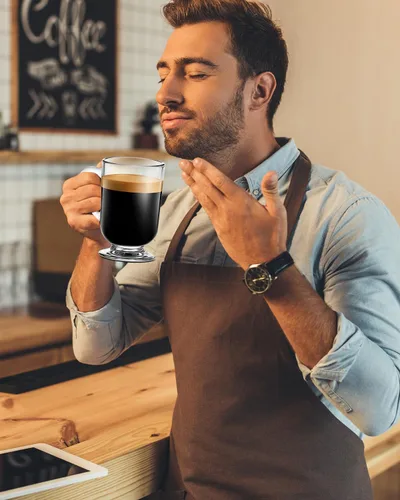 Miniatura 6 de LUXU Juego de 4 tazas de café de vidrio irlandés, tazas de café con leche, taza de café transparente de 10.5 onzas, tazas de vidrio con asas