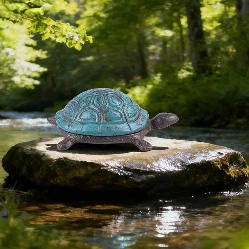 Miniatura 2 de Escondite de llaves de tortuga de hierro fundido para exteriores - Escondite de llaves de repuesto impermeable para esconder una llave