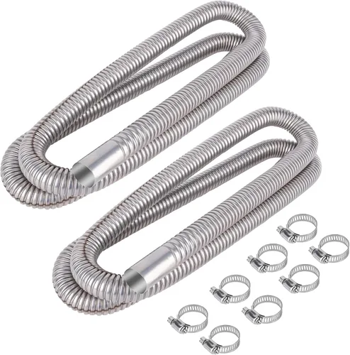 Miniatura 11 de Manguera de escape de acero inoxidable de 23.6 pulgadas, 1.0 in/1 pulgada de longitud de la manguera de ventilación de gas diésel, tubo de escape
