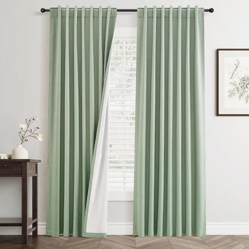 Miniatura 23 de Cortinas Opacas de Lino Beige Blanco de 84 Pulgadas de Largo, Juego de 2 Paneles para Sala de Estar y Dormitorio, Térmicas con Reducción de Ruido
