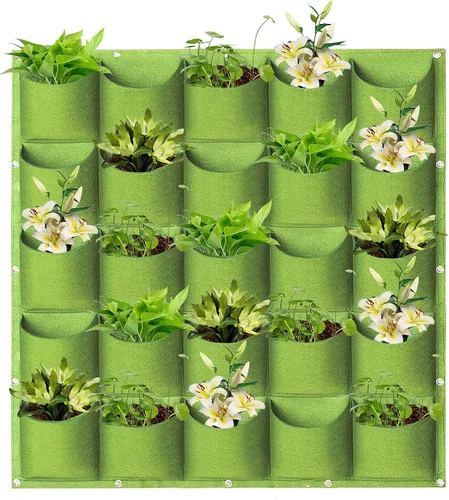 Miniatura 24 de Bolsas de cultivo colgantes para plantar, 9 bolsillos para colgar en la pared, bolsa de cultivo vertical para jardín interior y exterior, contenedor