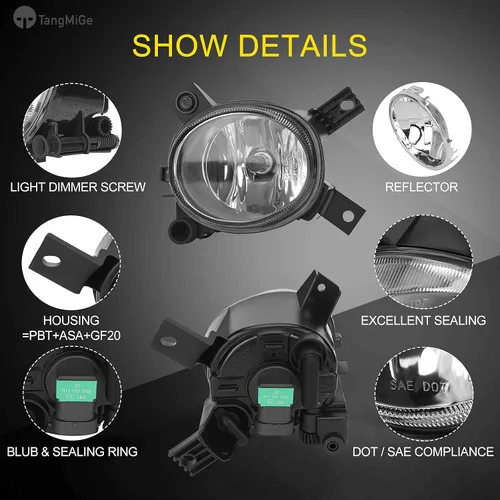 Miniatura 4 de TangMiGe Faros antiniebla compatibles con Audi A4 / S4 (Quattro Cabriolet Convertible, Sedan, Avant Wagon) 2005-2008, A3