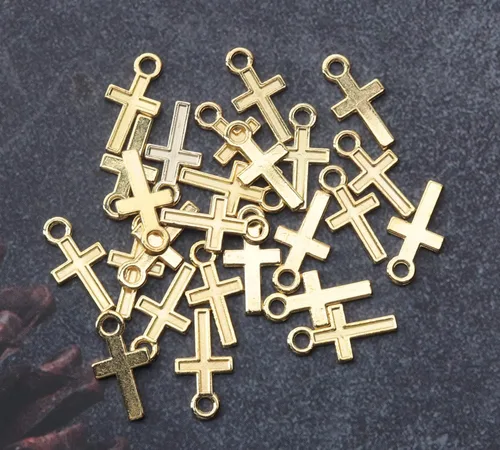 Miniatura 6 de 50 piezas de mini dije de cruz de metal para hacer joyas, encontrar collares, pulseras, aretes, llavero, idea de regalo de bricolaje, accesorios
